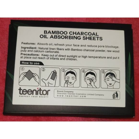 100 Sheets Natural Blotting Paper for Oily Skin w Bamboo Charcoal Oil Blot.. NEW - Picture 6 of 6